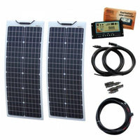 100W 12V Reinforced narrow semi-flexible dual battery solar charging kit - Solarika.co.uk