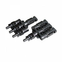 Pair of 3-to-1 T-MC4 cable adapters for solar panels and photovoltaic systems - Solarika.co.uk