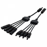 Pair of 4-to-1 MC4 cable assemblies for solar panels and photovoltaic systems - Solarika.co.uk