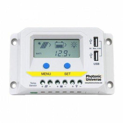 10A 12V/24V solar charge controller / regulator with LCD display and powerful dual USB output (2.4A) - 4Boats