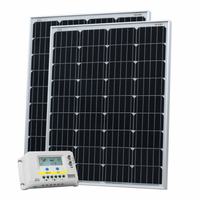 200W (100W+100W) solar charging kit with 20A controller with LCD display and 2 x 5m cables