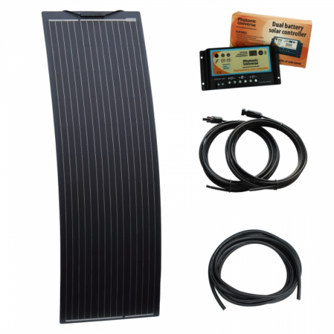 150W 12V narrow semi-flexible dual battery solar charging kit