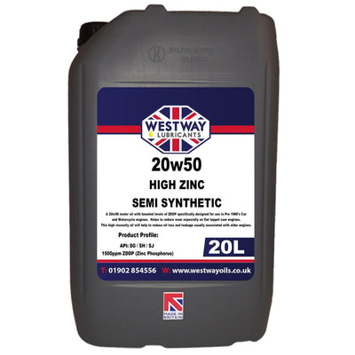 20w50 Classic Oil High Zinc Semi-Synthetic ZDDP - 4Boats