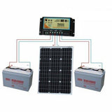 60W 12V dual battery solar kit for camper / boat with controller and cable - 4Boats