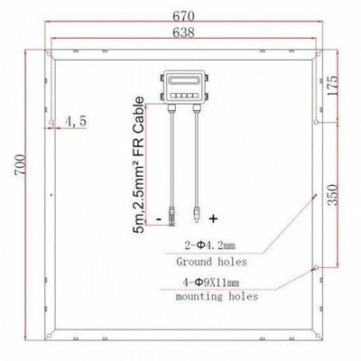 80W 12V dual battery solar kit for camper / boat with controller and cable - 4Boats