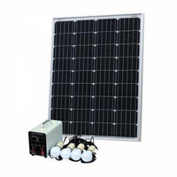 Off-Grid Solar Lighting System with 100W solar panel, 4 LED Lights, Solar Charge Controller and Lithium Battery - 4Boats