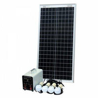 Off-Grid Solar Lighting System with 40W solar panel, 4 LED Lights, Solar Charge Controller and Lithium Battery - 4Boats
