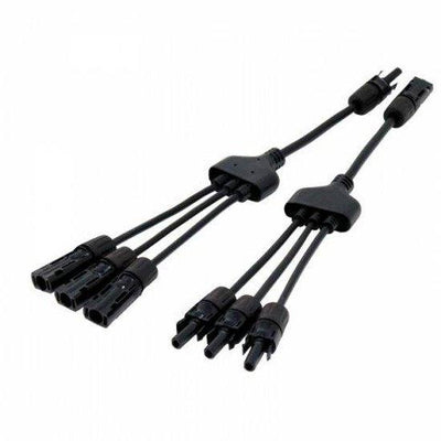 Pair of 3-to-1 MC4 cable assemblies for solar panels and photovoltaic systems - 4Boats