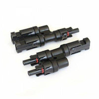 Pair of MC4 T-branch cable connectors / plugs for solar panels and photovoltaic systems - 4Boats