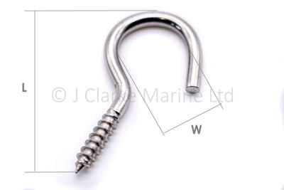 Woodscrew cup hook - Marine grade stainless steel 316 A4 - 4Boats